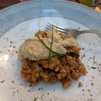 risotto imitation ";riz thon mayonnaise"; avec une sauce base tahini. délicieux.  at La Vege Table in Reims