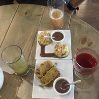 Spinach cheese cutlet and paneer noir sticks   at Divya's Kitchen in New York City