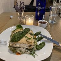 The yummy vegan lasagna   at Divya's Kitchen in New York City