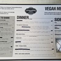 Vegan menu as per 18.10.2022 at Abracadabra Cafe & Bar in Rotorua