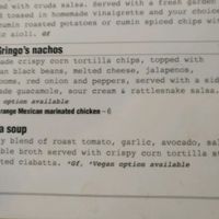 a couple of the options marked on the menu at Abracadabra Cafe & Bar in Rotorua