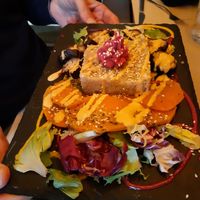 Main / Quinoa with roasted pumpkin + aubergine at Sanissimo - Principe Pio in Madrid