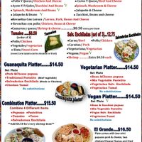 Menu at The Guanaquita Restaurant in Kitchener