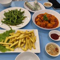 All of this plus rice, ice cream, water and pineapple juice only 250k   at Vegan Family Restaurant in Ho Chi Minh City