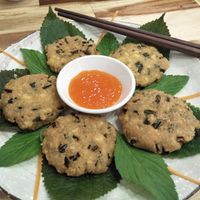 Chive cakes at Vegan Family Restaurant in Ho Chi Minh City