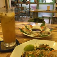 Dumplings and pad Thai at Vegan Family Restaurant in Ho Chi Minh City
