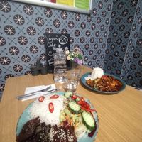 Bun cha with Kung pao in the back;) at Veganio in Prague