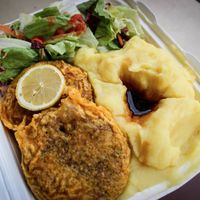 vegan schnitzel at Veganio in Prague