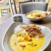 Japanese Curry with Noodles & Crispy Mushrooms   at Nordvegan in Oslo