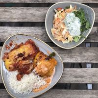 Lasagna, baked filled bell peppers 🤤   at Nordvegan in Oslo