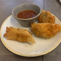 Dumplings with sweet chili sauce   at Nordvegan in Oslo