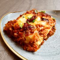 Vegan lasagna at Nordvegan in Oslo