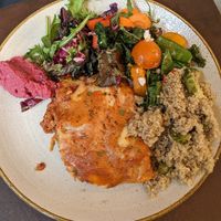 Lasagna with salad at Nordvegan in Oslo