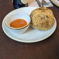 Arancini ball at Nordvegan in Oslo