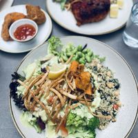 Rainbow bowl and lasagnaa  at Nordvegan in Oslo