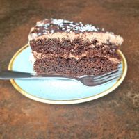 Chocolate cake at Nordvegan in Oslo