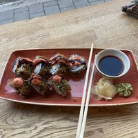 Crunchy sushi roll  at Nordvegan in Oslo