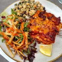 Vegan lasagna at Nordvegan in Oslo