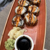 Crispy sushi  at Nordvegan in Oslo