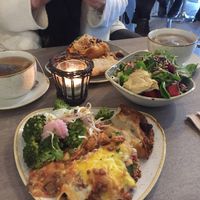 Food from the buffet at Nordvegan in Oslo