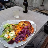 Lasagne and ginger beer at Nordvegan in Oslo