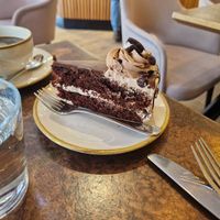 Chocolate ganache cake at Nordvegan in Oslo