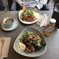 Buddha bowl and lasagna+salad  at Nordvegan in Oslo
