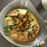 Curry with noodles and tofu  at Nordvegan in Oslo