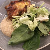 Lasagna, Salad & Hummus at Nordvegan in Oslo