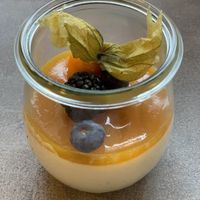 Pannacota with maracuja at Nordvegan in Oslo