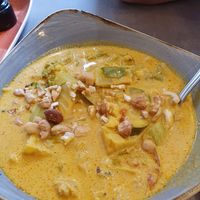 Yellow thai curry at Nordvegan in Oslo