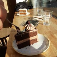 chocolate cake at Nordvegan in Oslo