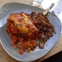 Enchilada and fried oyster mushrooms at Nordvegan in Oslo