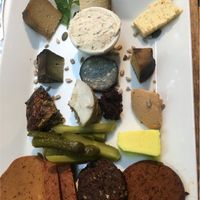 Mixed plate with cheeses and vegan meets  at Le Faitout Vegan in Paris