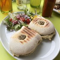 Hummus olive and pesto panini   at Musicker in Isle Of Bute
