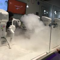 making the ice cream at Creamistry in Scottsdale