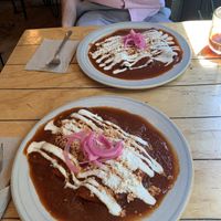 Delicious guajillo enveganadas!   at Aura Vegana in Mexico City