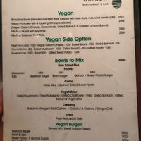 Menu at Avocado Garden in Palolem