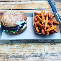 Magic mushroom burger & sweet potato  at Las Vegan's - Kazinczy Trailer in Budapest