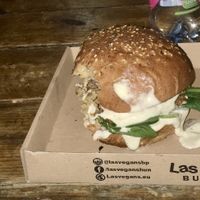 Magic mushroom burger  at Las Vegan's - Kazinczy Trailer in Budapest