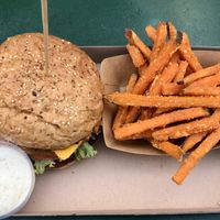 Lord Seitan with Sweet Potato Fries at Las Vegan's - Kazinczy Trailer in Budapest
