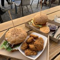 Seitan + mushroom burgers  at Las Vegan's - Kazinczy Trailer in Budapest