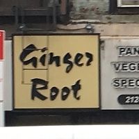 Sign in front. at Ginger Root in New York City