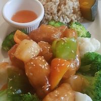 Sweet and sour protein  (akin to chicken) at Ginger Root in New York City