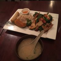 Sautéed tofu and vegetables lunch special at Ginger Root in New York City