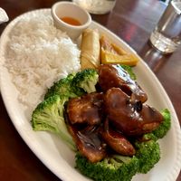 Vegan orange chicken lunch special   at Ginger Root in New York City