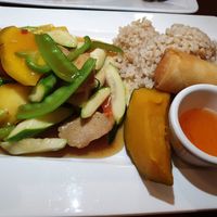 Seitan medalions with mango at Ginger Root in New York City