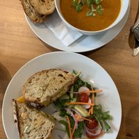Reuben sandwich and soup of the day at Holy Cow in Edinburgh