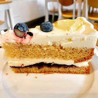 Lemon blueberry cake at Holy Cow in Edinburgh
