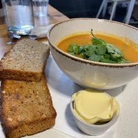 Daily changing soup   at Holy Cow in Edinburgh